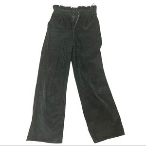 Green corduroy paperbag pants